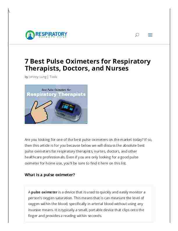 Best Pulse Oximeters for Respiratory Therapist