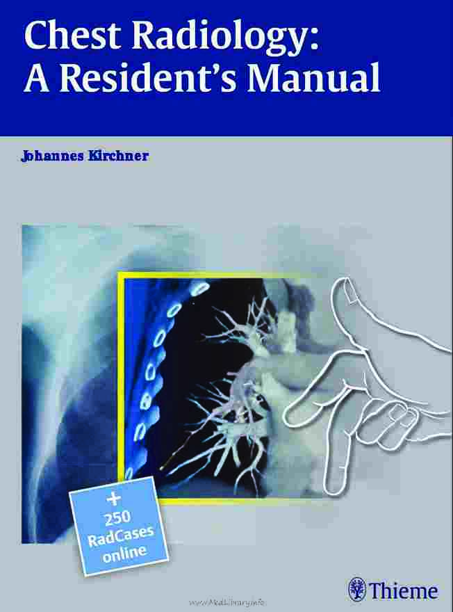 Chest Radiology: A Resident's Manual 1st Edition by Johannes Kirchner